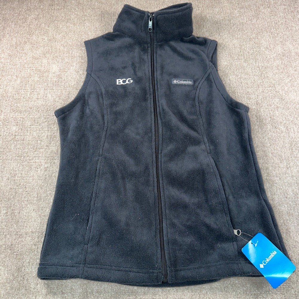 Columbia Benton Springs Fleece Vest Black Full Zip BCG Logo WL1023-010 Womens S